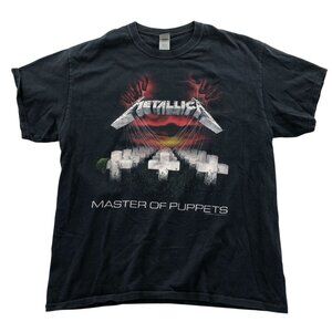 Metallica Master Of Puppets Tour T-Shirt Mens Large Black Retro Graphic Tee